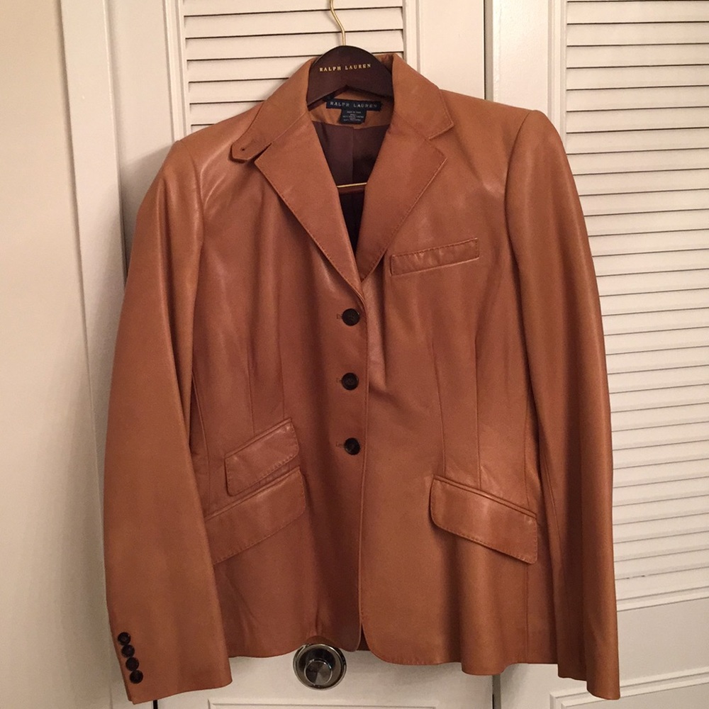 Tan leather RL blazer worn once.. price is firm
